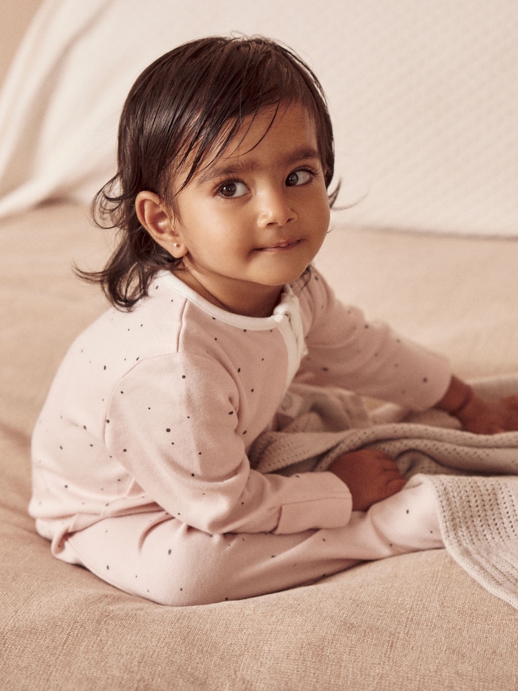 Rosa gepunktet - MORI Cotton & Bamboo 2 Way Zip Up Sleepsuit - Bild 1 von 5
