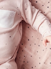 Rosa gepunktet - MORI Cotton & Bamboo 2 Way Zip Up Sleepsuit - Bild 2 von 5