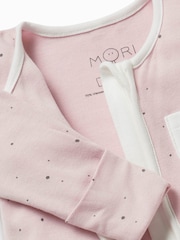 Rosa gepunktet - MORI Cotton & Bamboo 2 Way Zip Up Sleepsuit - Bild 4 von 5