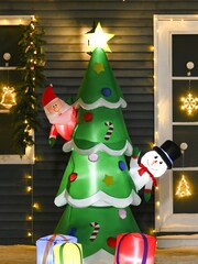 Homcom Green Outdoor 7ft Inflatable Santa Snowman Christmas Tree Decor - Image 1 of 5