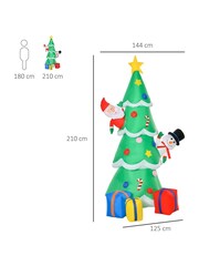 Homcom Green Outdoor 7ft Inflatable Santa Snowman Christmas Tree Decor - Image 5 of 5
