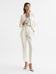 Reiss Cream Ember Petite Slim Fit High Rise Trousers - Image 1 of 6