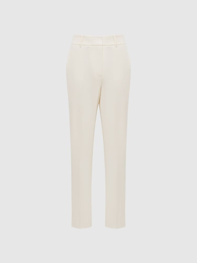 Reiss Cream Ember Petite Slim Fit High Rise Trousers - Image 2 of 6