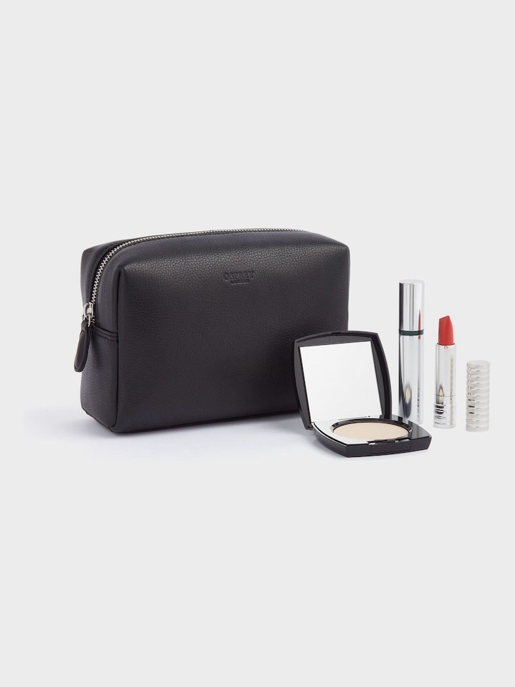 OSPREY LONDON Black The Kelso Leather Washbag - Image 1 of 4