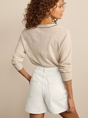 White Patch Pocket Detail Denim Shorts - Image 3 of 6