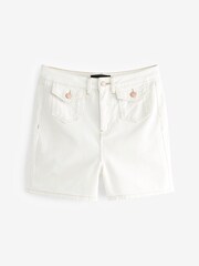 White Patch Pocket Detail Denim Shorts - Image 6 of 6