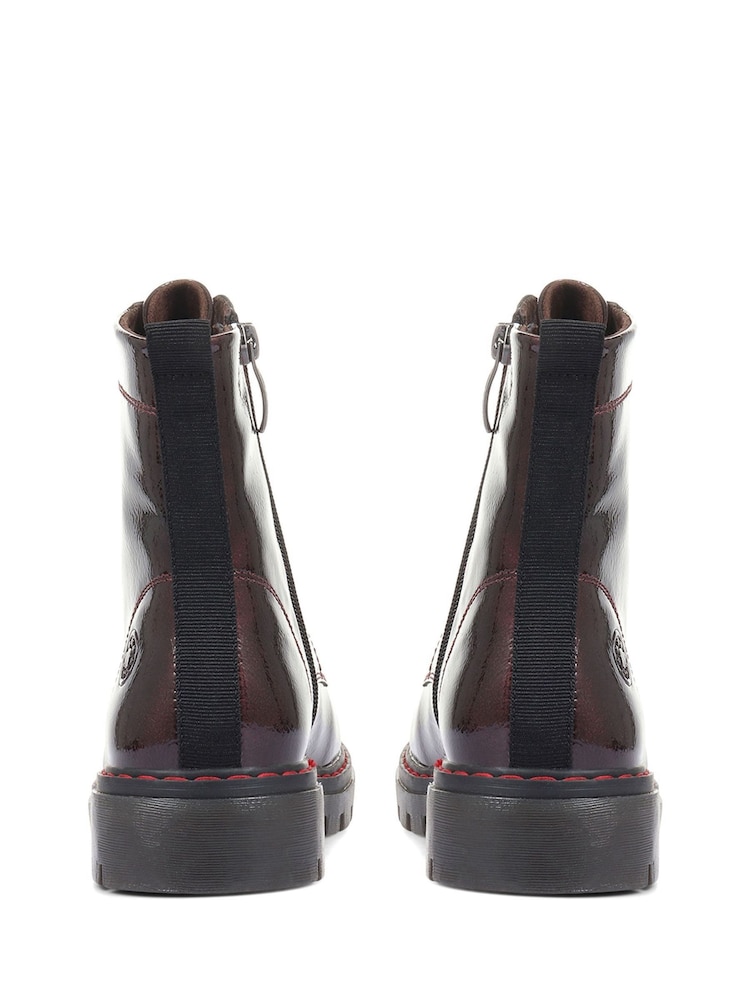 Pavers Red Wide Fit Lace-Up High-Shine Ankle Boots - Image 6 of 6