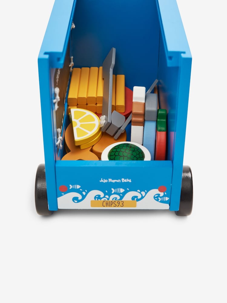 JoJo Maman Bébé Blue Wooden Fish & Chip Van - Image 7 of 7