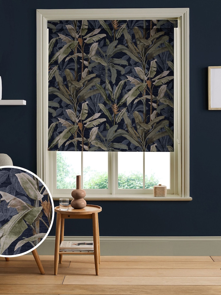 Graham & Brown Black Borneo Made to Measure Roller Blind - Image 1 of 6