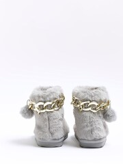 River Island Grey Faux Fur Slipper Boots - Image 3 of 5