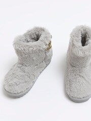 River Island Grey Faux Fur Slipper Boots - Image 4 of 5