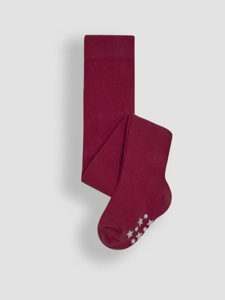 JoJo Maman Bébé Berry Pink Cotton Rich Plain Tights - Image 1 of 3
