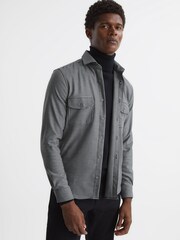 Reiss Black Roche Dogtooth Check Overshirt - Image 1 of 5