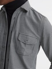 Reiss Black Roche Dogtooth Check Overshirt - Image 4 of 5