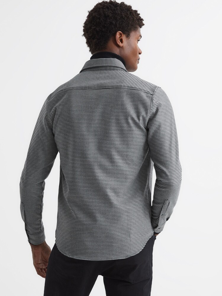 Reiss Black Roche Dogtooth Check Overshirt - Image 5 of 5