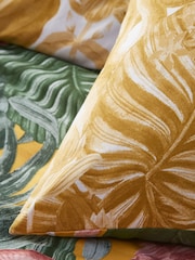 furn. Mustard Yellow Medinilla Tropical Reversible Duvet Cover And Pillowcase Set - Image 4 of 4