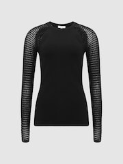 Reiss Black Maria Sheer Twist Front Jumper - Image 2 of 7