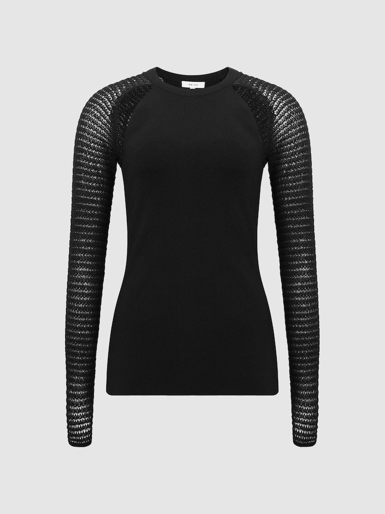 Reiss Black Maria Sheer Twist Front Jumper - Image 2 of 7
