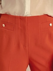 Rostbraun - Skinny-Hose mit Taschen und Knopfdetail - Bild 4 von 6