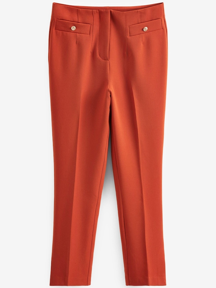 Rostbraun - Skinny-Hose mit Taschen und Knopfdetail - Bild 6 von 6