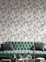 Graham & Brown Black Skull Roses 10M Wallpaper - Image 1 of 3