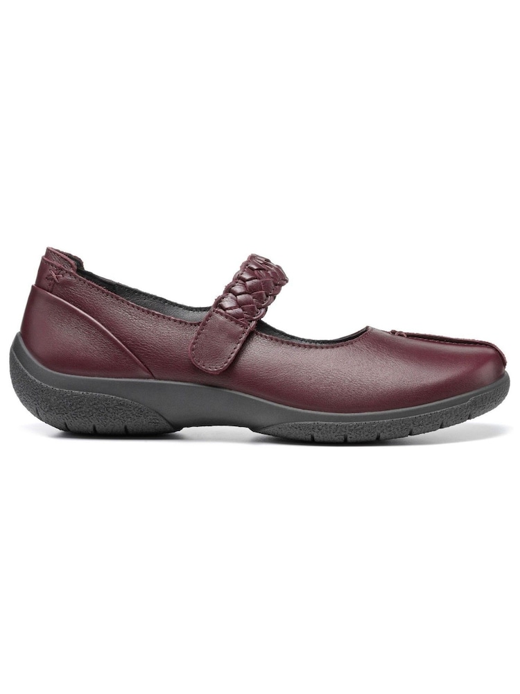 Hotter Burgundy Extra Wide Fit Shake II Touch Fastening Leather Shoes - Image 1 of 4