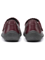 Hotter Burgundy Extra Wide Fit Shake II Touch Fastening Leather Shoes - Image 2 of 4