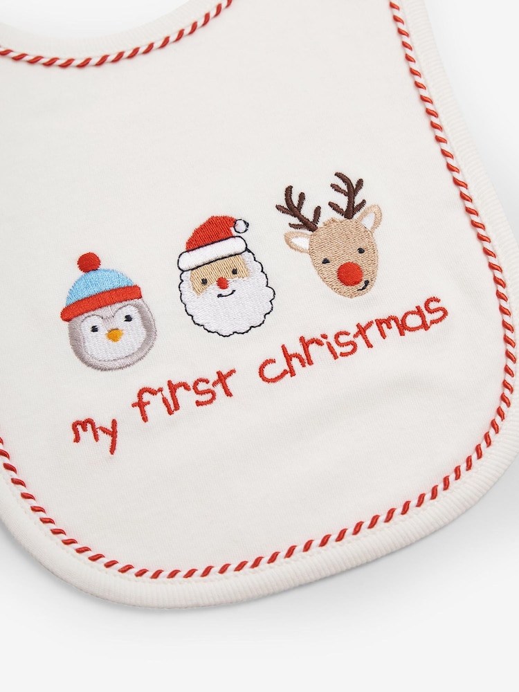 JoJo Maman Bébé Cream My First Christmas Bib - Image 2 of 2