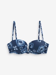 Navy Aztec Shaping Padded Wired V Bandeau Bikini Top - Image 6 of 6