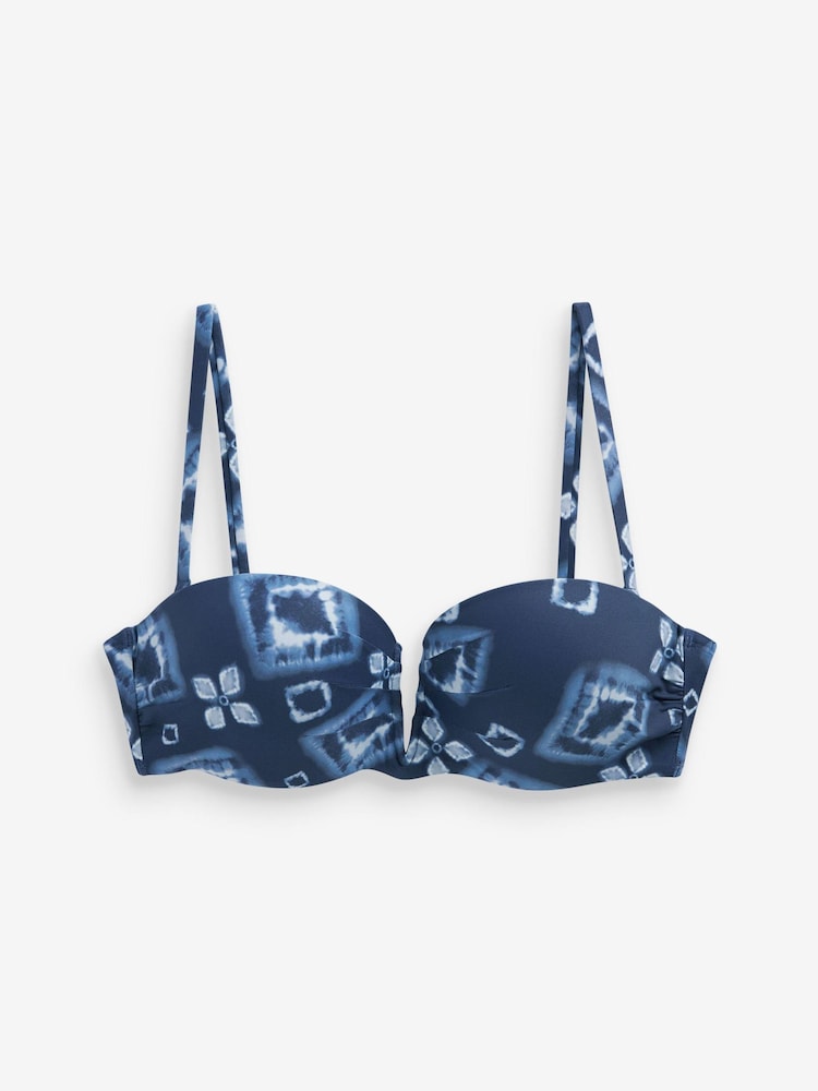 Marineblau/Aztekenmuster - Wattiertes Bandeau-Bikinioberteil mit Bügel, figurformend - Bild 6 von 6 Marineblau/Aztekenmuster - Wattiertes Bandeau-Bikinioberteil mit Bügel, figurformend - Bild 6 von 6