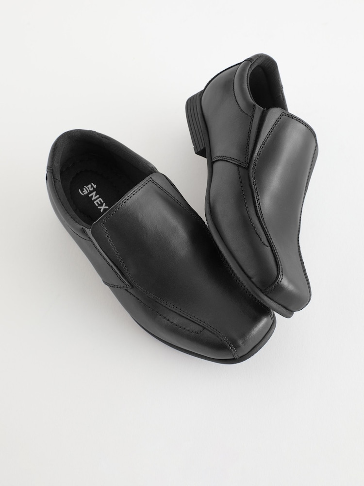 Black Standard Fit (F) School Leather Loafers - Image 3 of 5