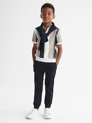 Reiss Grey Herald Senior Half Zip Colourblock Polo T-Shirt - Image 1 of 7