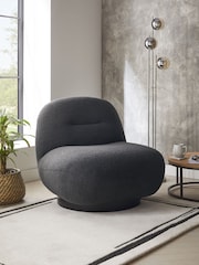 Soft Cosy Boucle Black Otis Swivel Accent Chair - Image 1 of 8