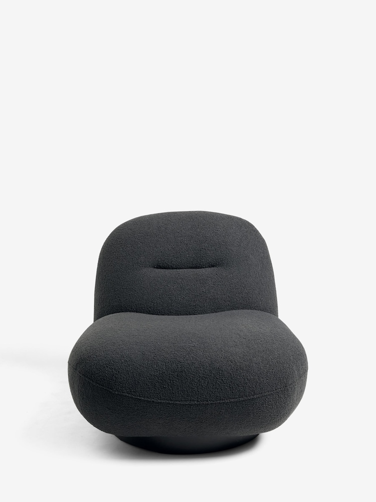 Soft Cosy Boucle Black Otis Swivel Accent Chair - Image 2 of 8