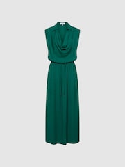 Reiss Green Tia Sleeveless Cowl-Neck Shirt Dress - Image 2 of 7