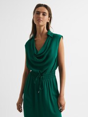 Reiss Green Tia Sleeveless Cowl-Neck Shirt Dress - Image 3 of 7