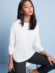 Ultimate White 3/4 Length Sleeve 100% Cotton T-Shirt - Image 1 of 5