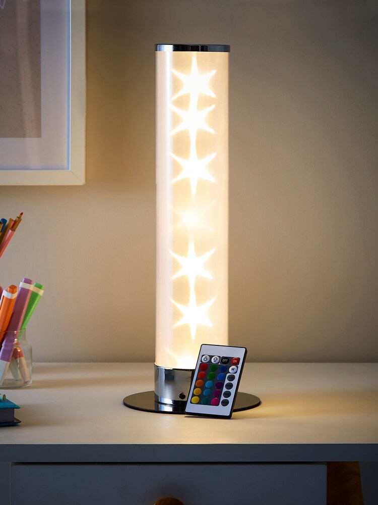 glow Chrome Galaxy Cylinder Table Lamp - Image 1 of 7