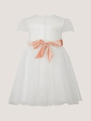 Monsoon Cream Baby Velvet Bow Bridesmaid Dress - Image 3 of 4