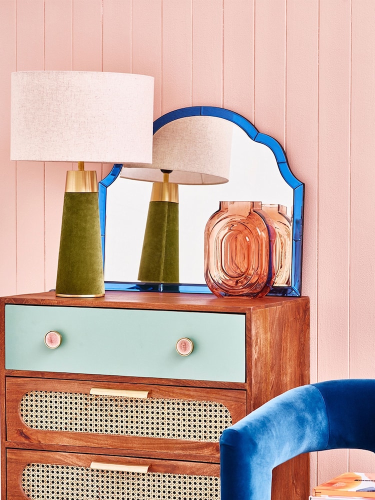 Oliver Bonas Blue Aurora Glass Curve Wall Mirror - Image 1 of 4