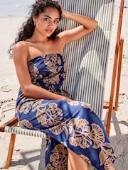Navy Floral Bandeau Midi Dress - Image 1 of 5
