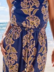Navy Floral Bandeau Midi Dress - Image 4 of 5