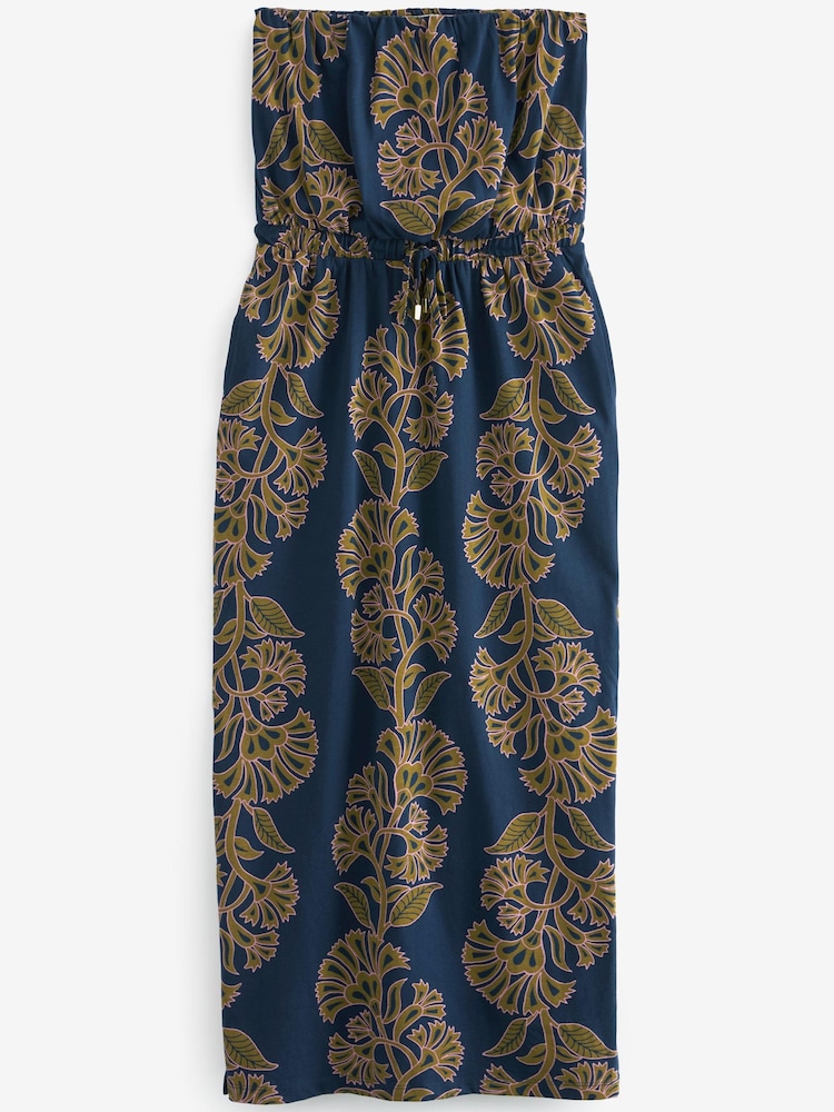 Navy Floral Bandeau Midi Dress - Image 5 of 5