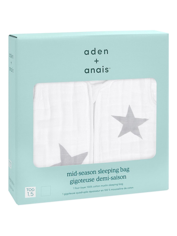 aden + anais Grey uslin Multi-Layer Mid-Season 100% Cotton Sleeping Bag - Image 2 of 5