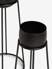 Set of 2 Black Hammered Metal Plant Pots On Stands - Image 4 of 5