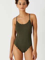 Accessorize Green Textured Scallop Swimsuit - Image 2 of 4