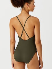 Accessorize Green Textured Scallop Swimsuit - Image 3 of 4