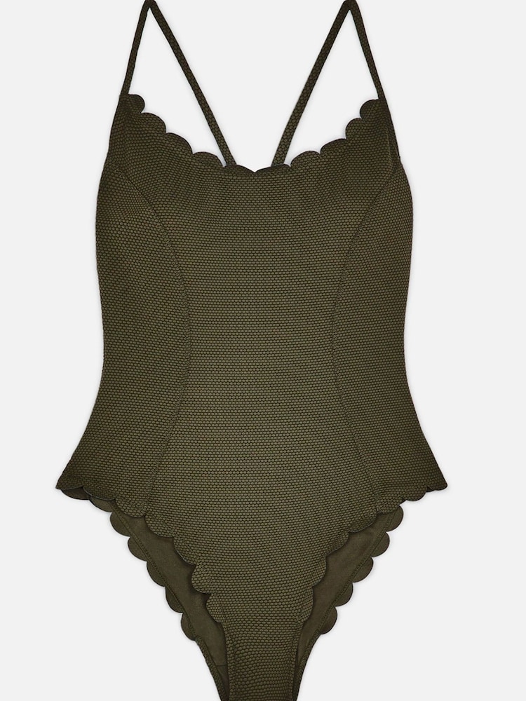 Accessorize Green Textured Scallop Swimsuit - Image 4 of 4