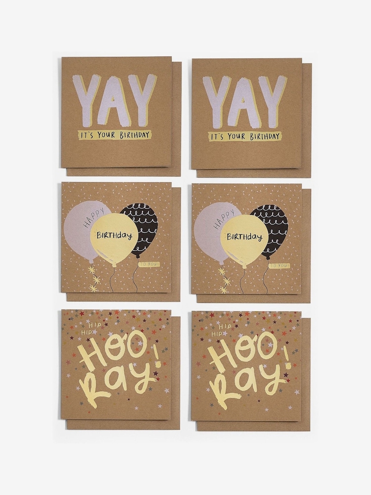 6 Pack Brown Craft Birthday Cards - Image 2 of 3