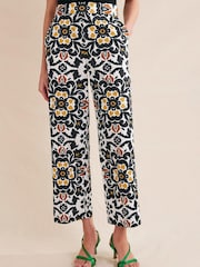 Boden Black Printed Crop Trousers - Image 1 of 5